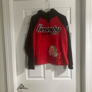 Disney Grumpy Red and Black Fleece Pullover Hoodie, Size S